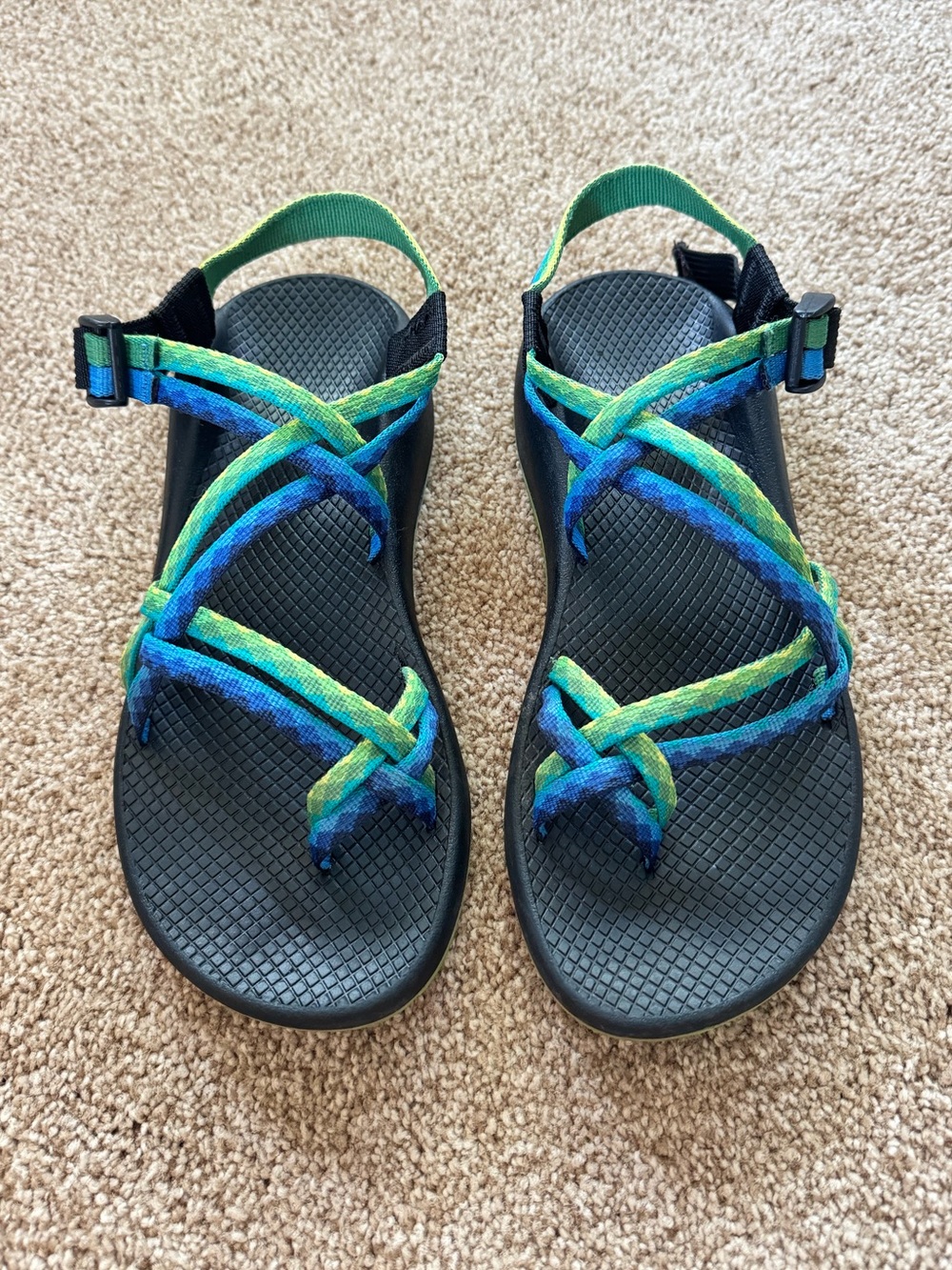 Chaco Women's ZX2 Strappy Sport Sandals in Blue & Green